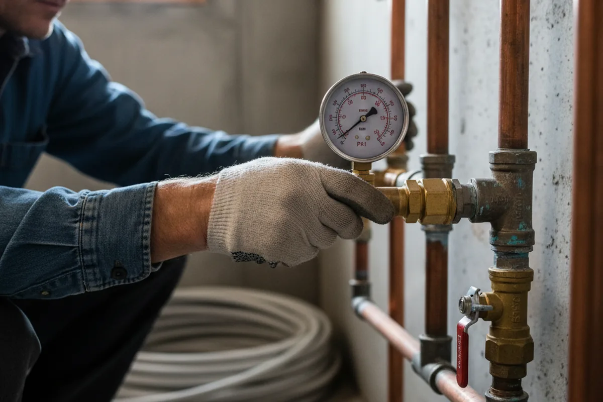 Pressure testing a repaired line during Water Line Repair in Wendel